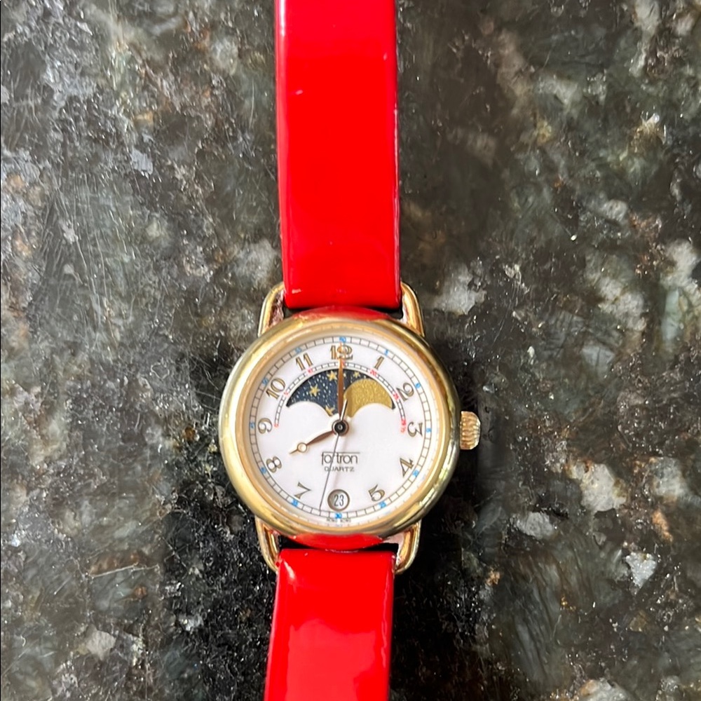 Fortron by Fortunoff - vintage Moon Phase Watch with Red Strap
